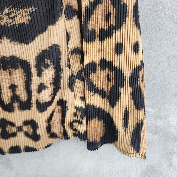 Womens Chicos Collection Leopard Print Pleated & Fringe Cardigan Top Size 2 (L) - Picture 5 of 10